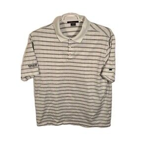 Tiger‎ Woods Men's XL White Striped Fit Dry Performance Short Sleeve Golf Shirt